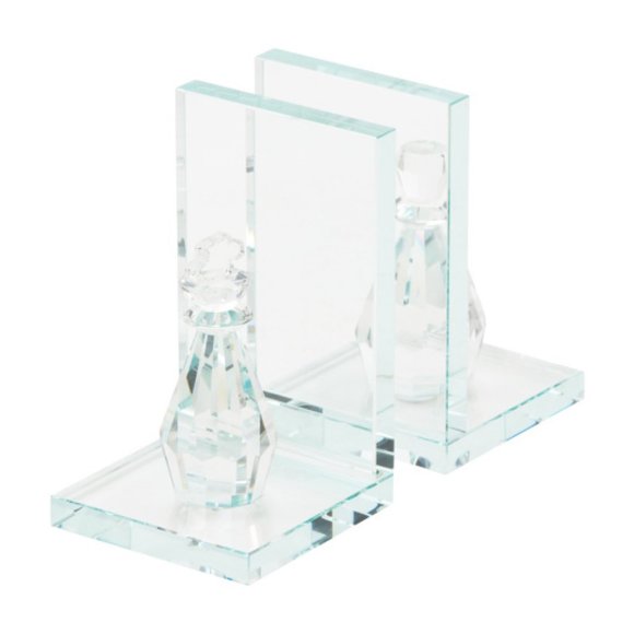 Set of 2 Sagebrook Home Clear/Frost Crystal Chess Piece  Set of 2 Sagebrook Home Clear/Frost Crystal Chess Piece Bookends